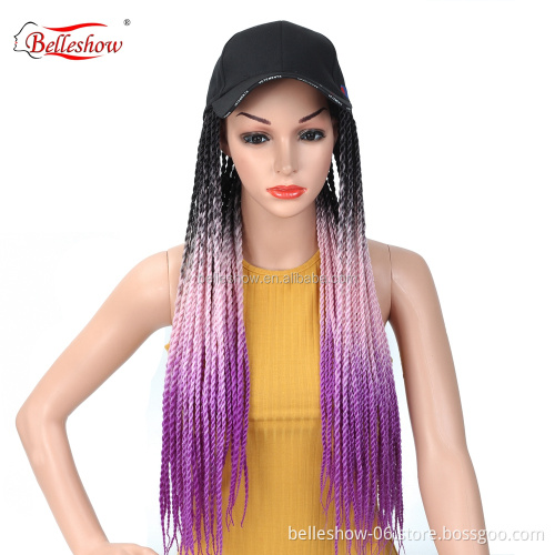 Hot sell 24 inch ombre synthetic braiding hair crochet braid hair ombre senegalese twist hair black basketball hat wig